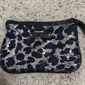 Betsey Johnson Black and Blue Sequin Wristlet